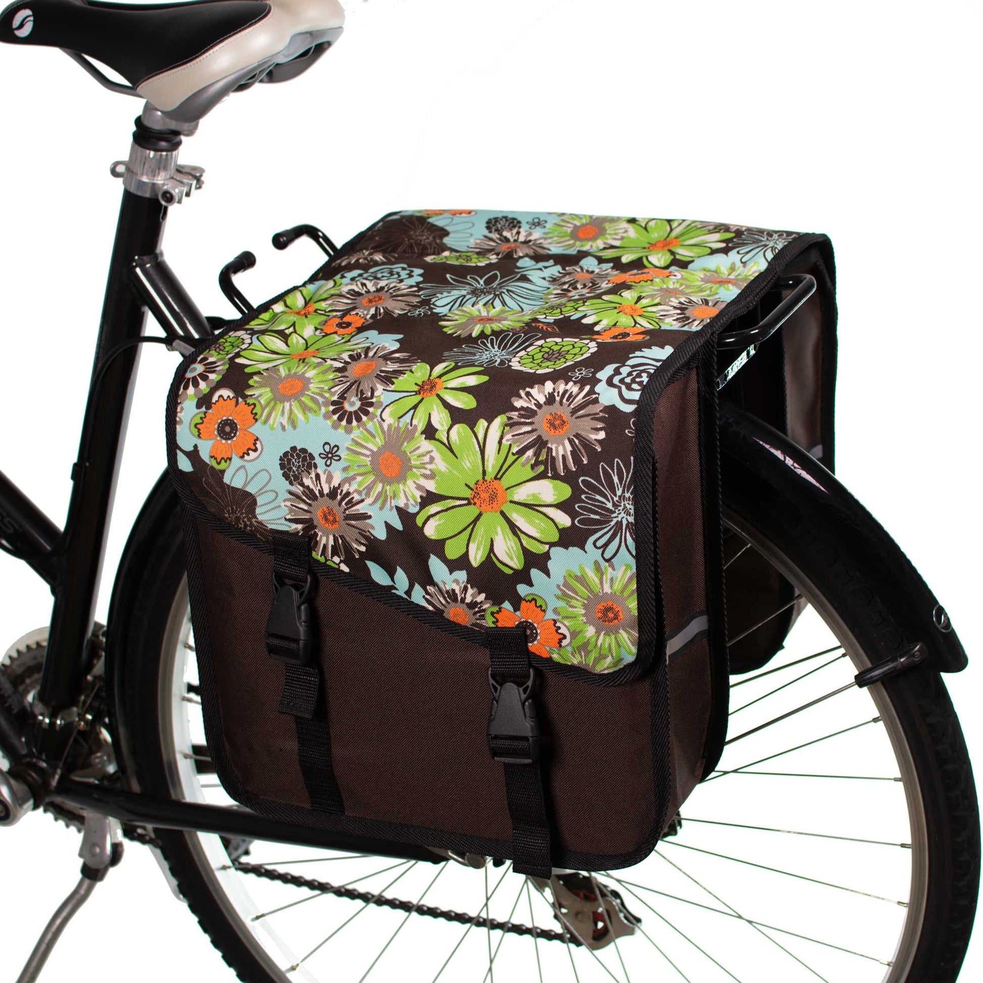 Classic Bicycle Double Panniers in Green Meadow