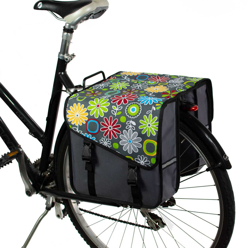 Classic Bicycle Double Panniers in Grey Daisy