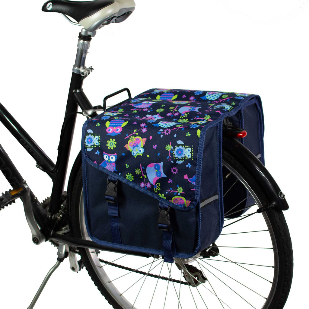 Bicycle Double Panniers with Owls Pattern
