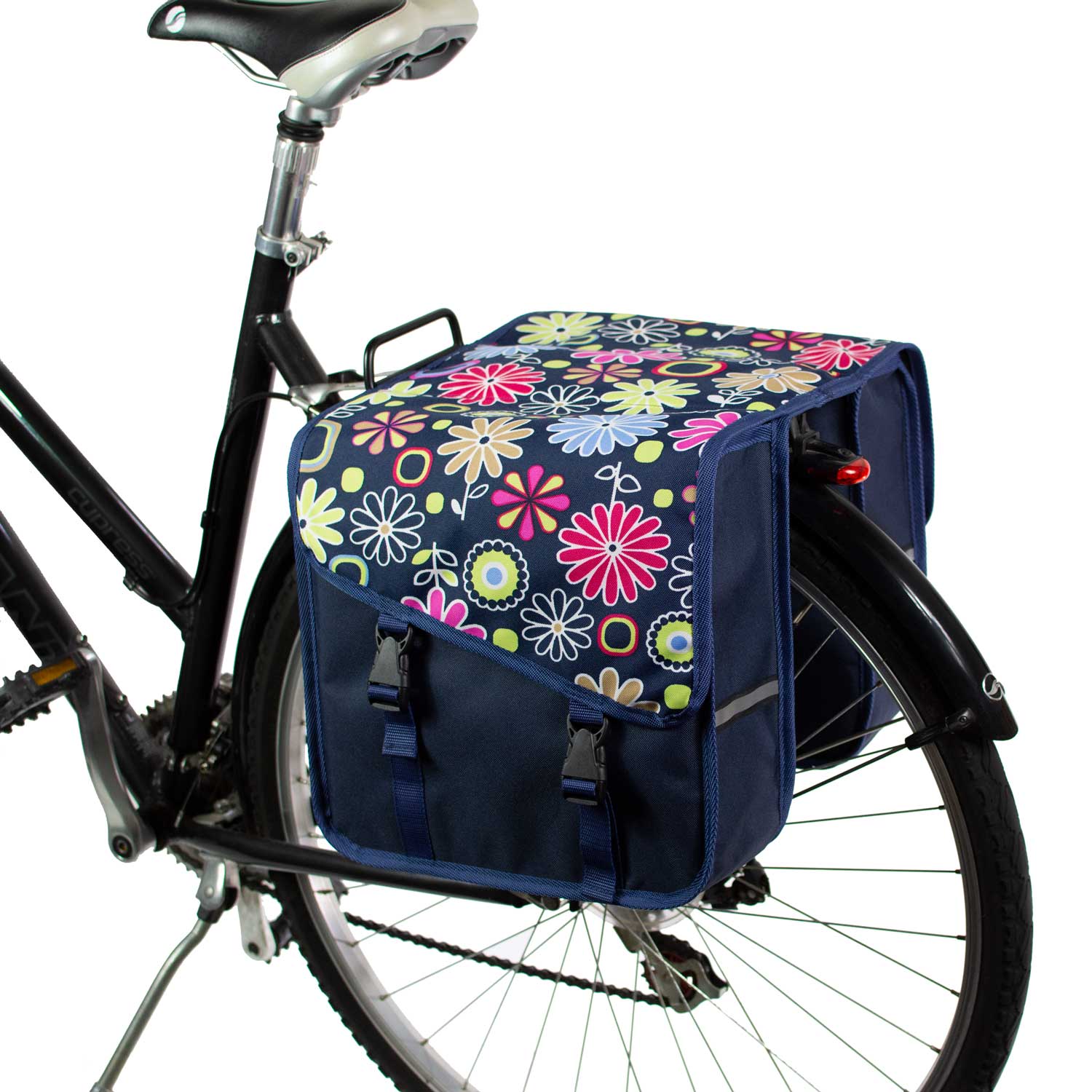 Pink Daisy Bicycle Double Panniers