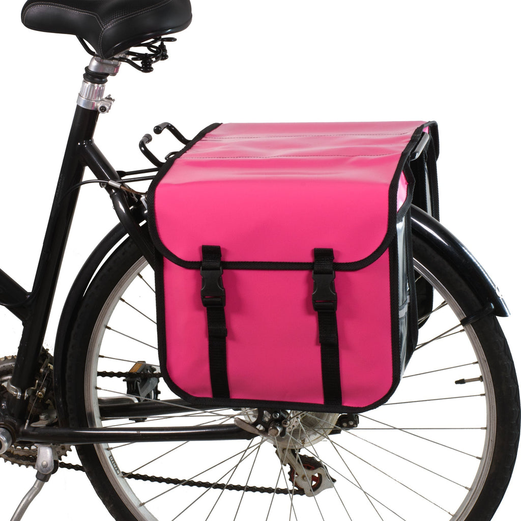 Waterproof Bicycle Double Panniers in Pink