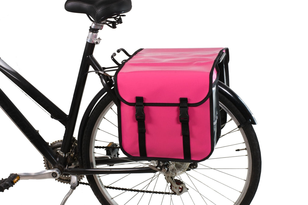 Waterproof Bicycle Double Panniers in Pink