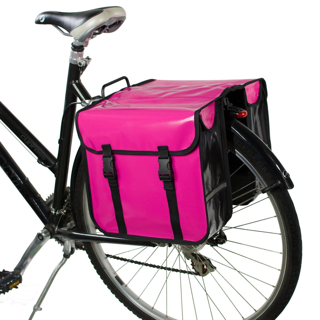 Waterproof Bicycle Double Panniers in Pink