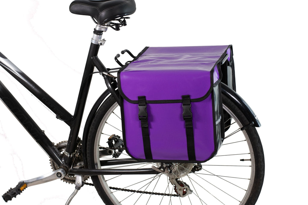 Classic Waterproof Bicycle Double Panniers in Purple