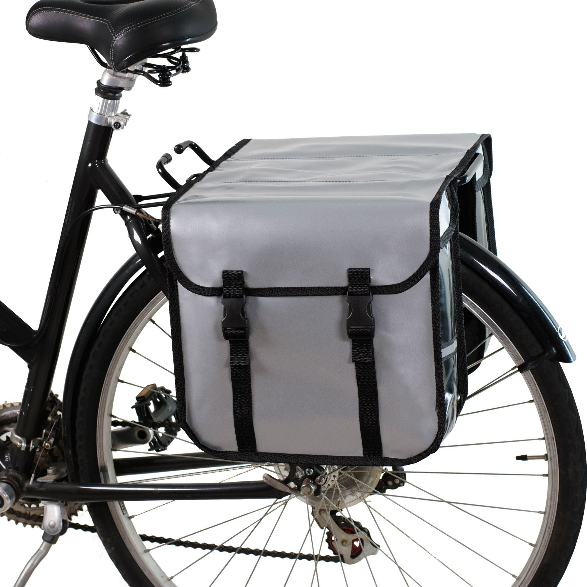 Waterproof Bicycle Double Panniers in Silver