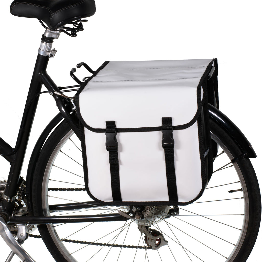 Classic Waterproof Bicycle Double Panniers in White