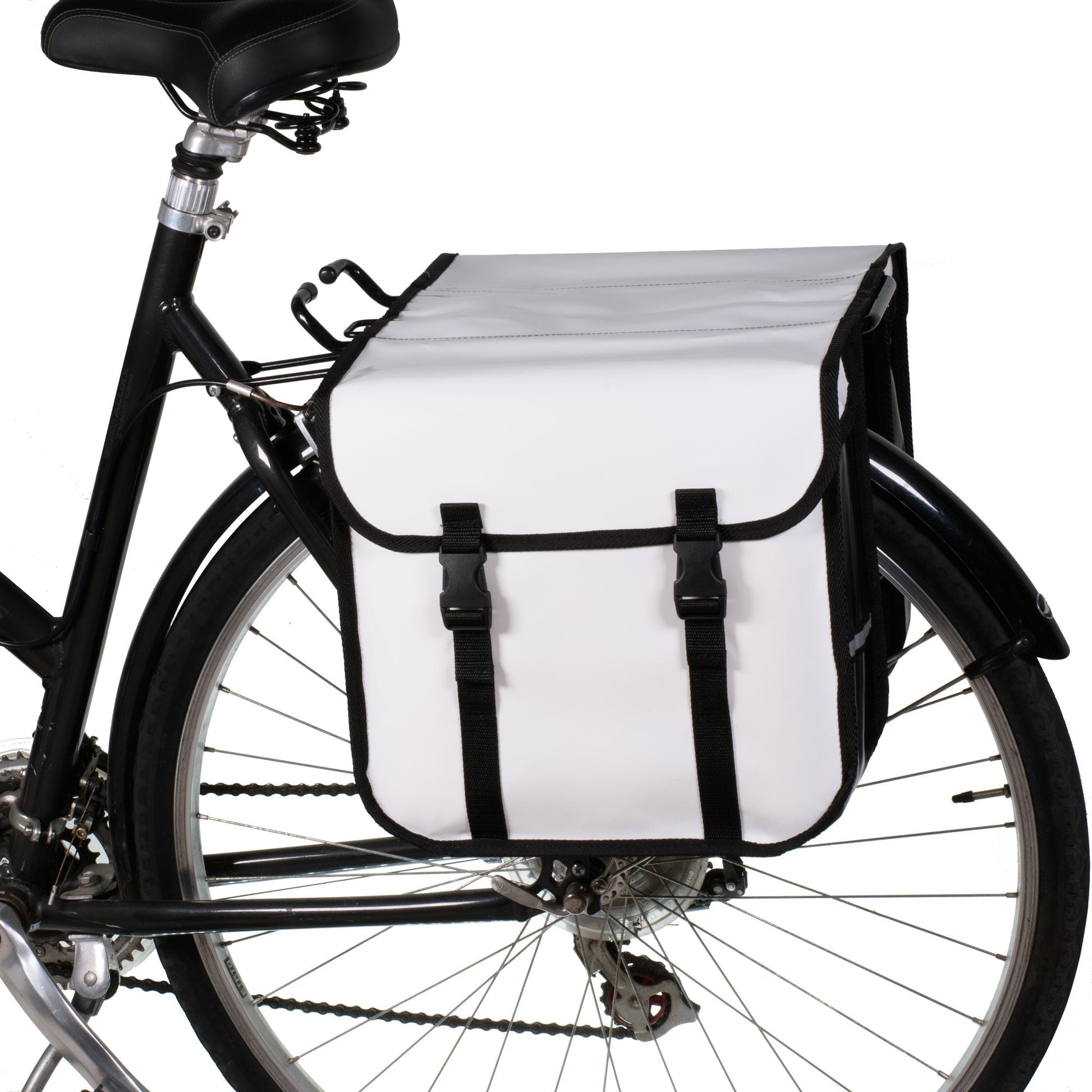 Classic Waterproof Bicycle Double Panniers in White
