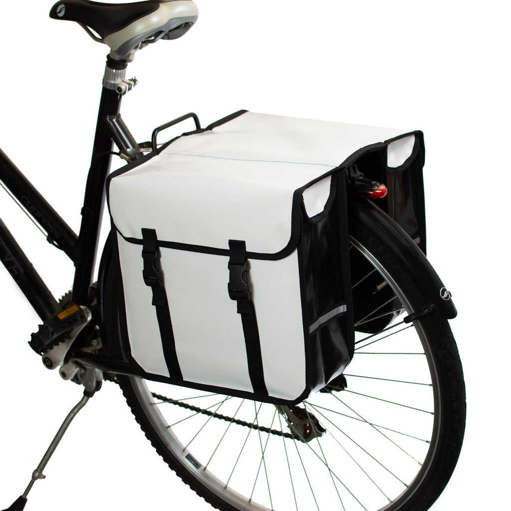 Classic Waterproof Bicycle Double Panniers in White