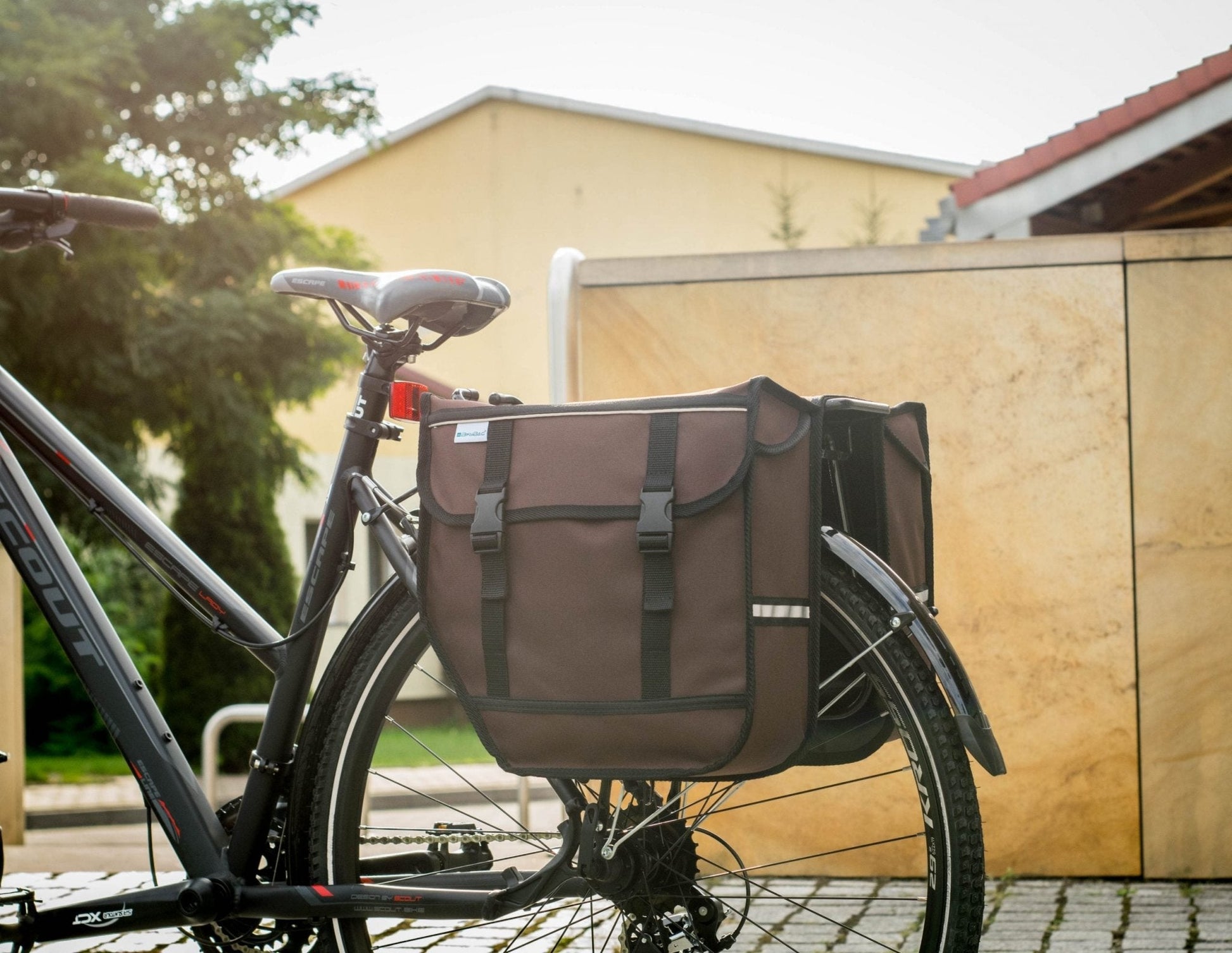 Brown Double Bicycle Panniers Waterproof Rear Rack Bags