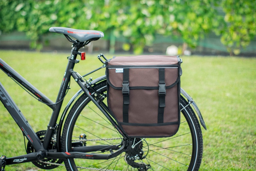 Brown Double Bicycle Panniers Waterproof Rear Rack Bags