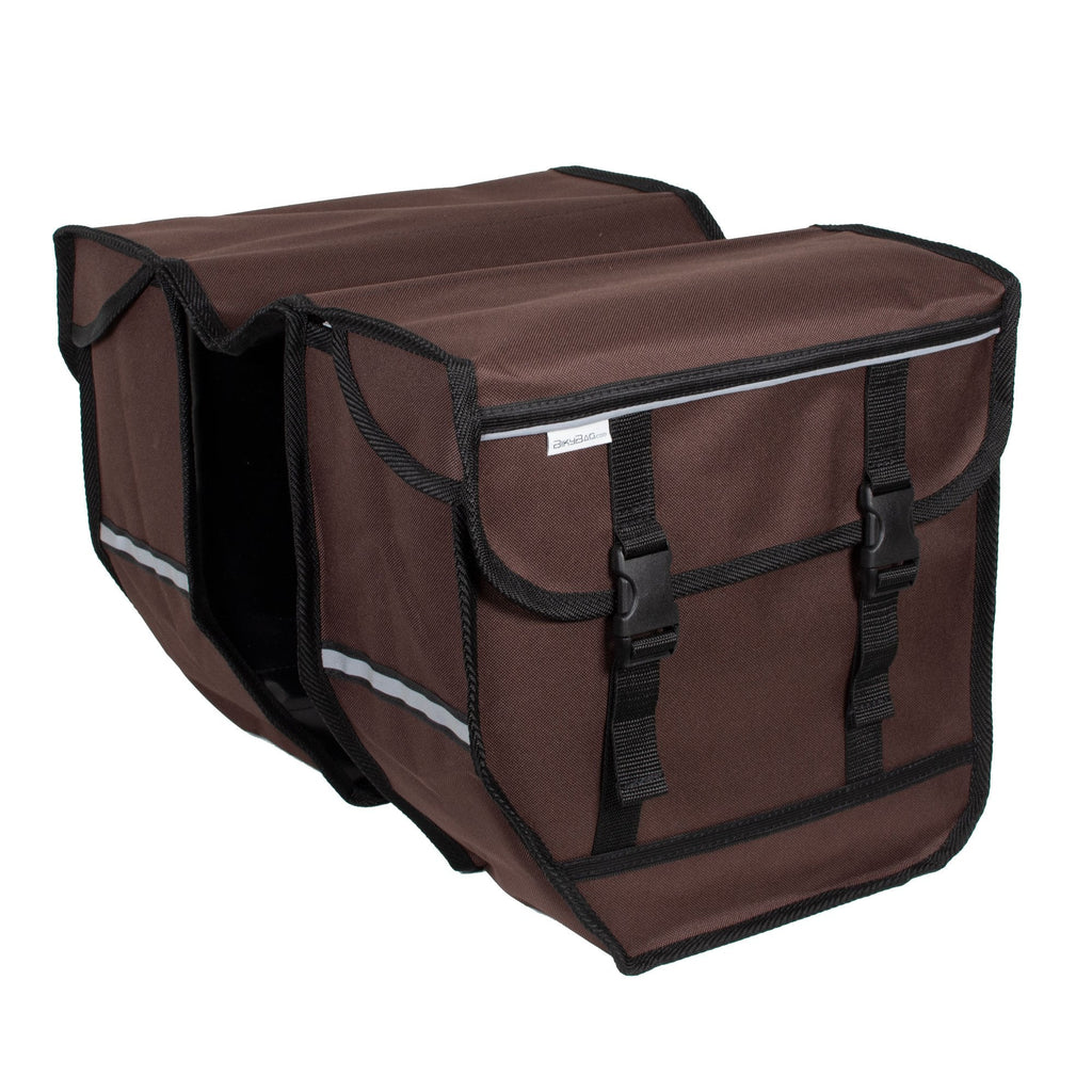 Brown Double Bicycle Panniers Waterproof Rear Rack Bags