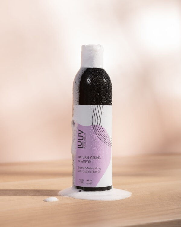 Organic Plum Oil Shampoo for Silky Smooth Hair - Hydrating, Vegan & Heat Protecting by LUUV at www.brixbailey.com