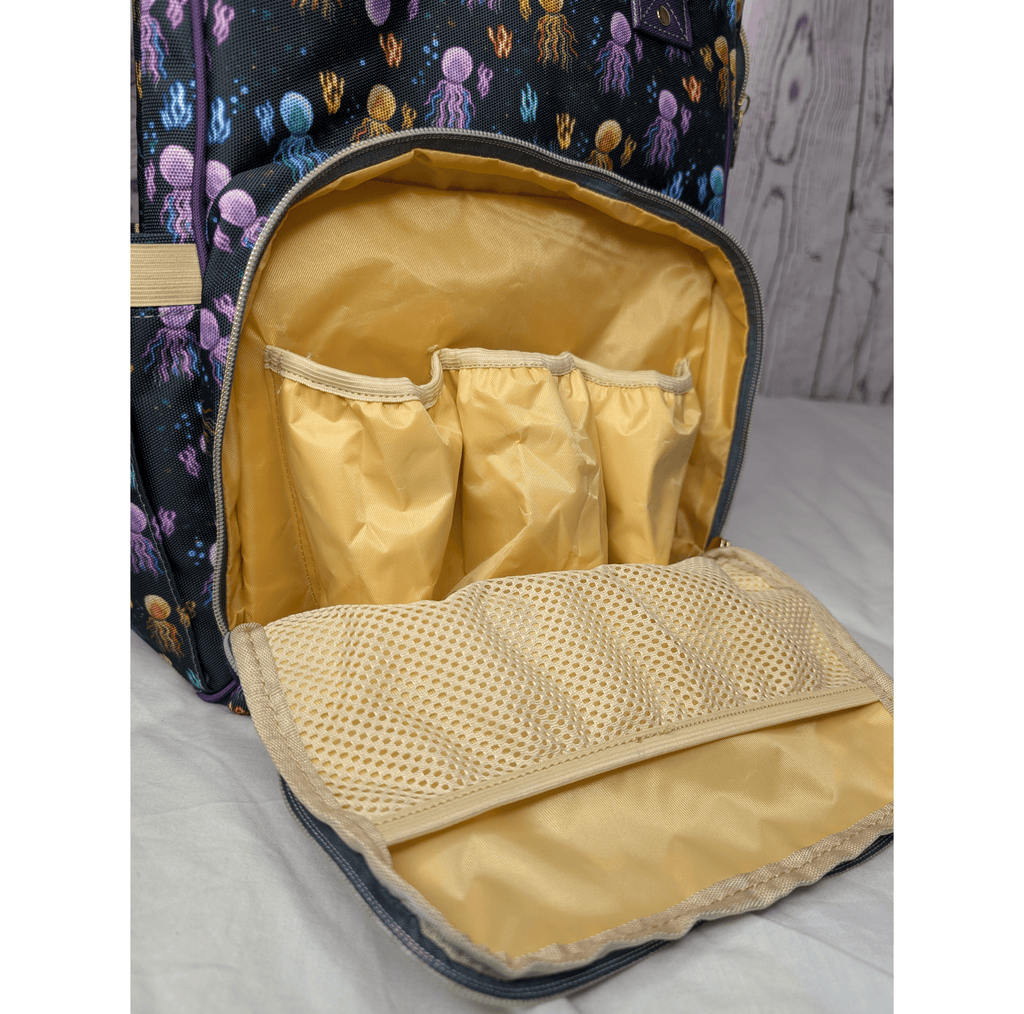 Black Baby Changing Bag with Ocean Print