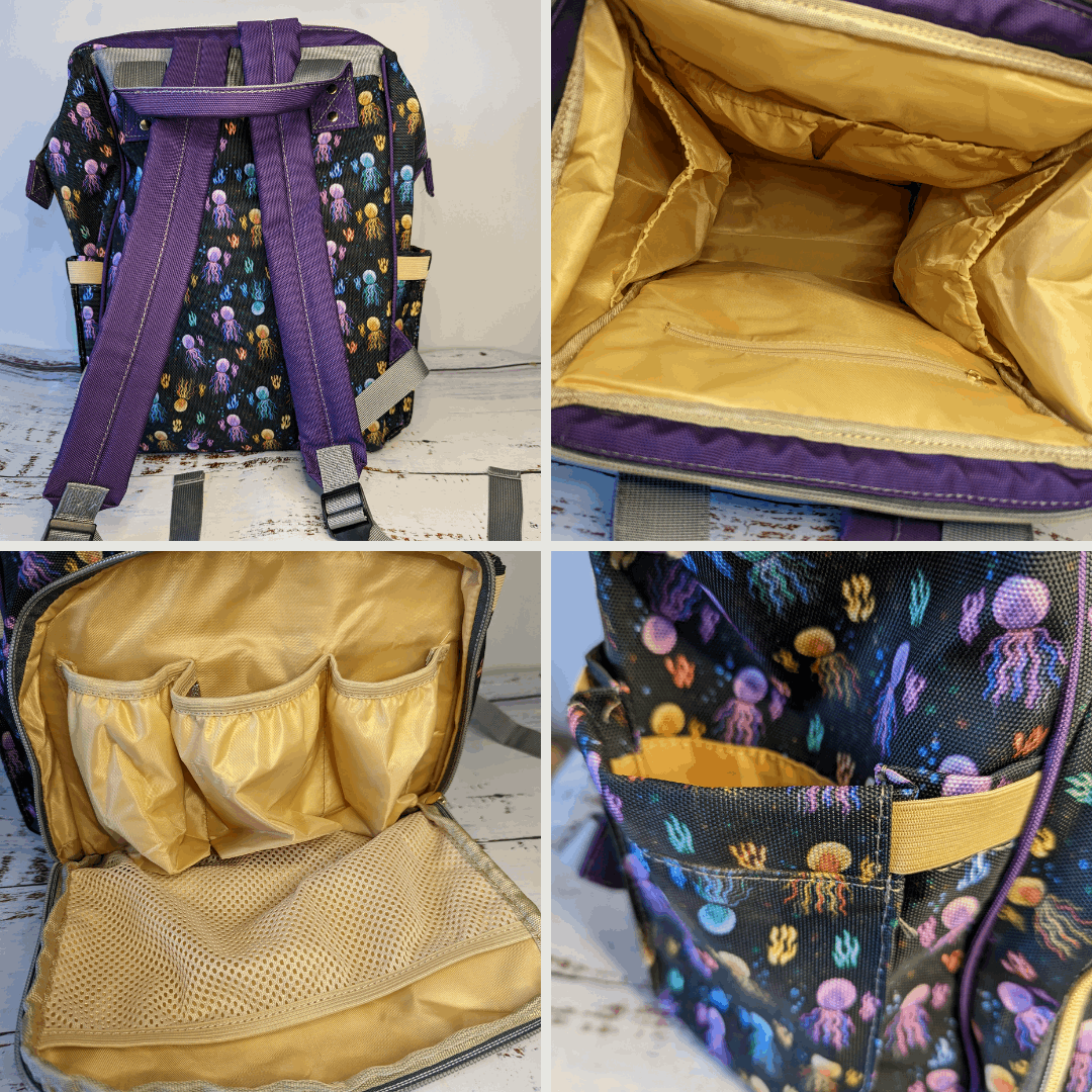 Black Baby Changing Bag with Ocean Print