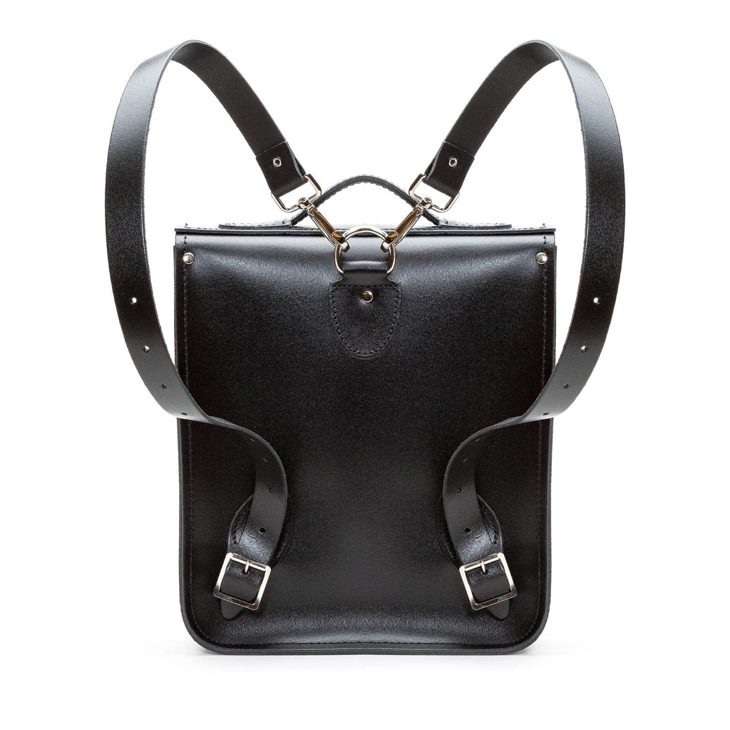 Handmade Leather City Backpack in Gothic Grey and Black Stripes