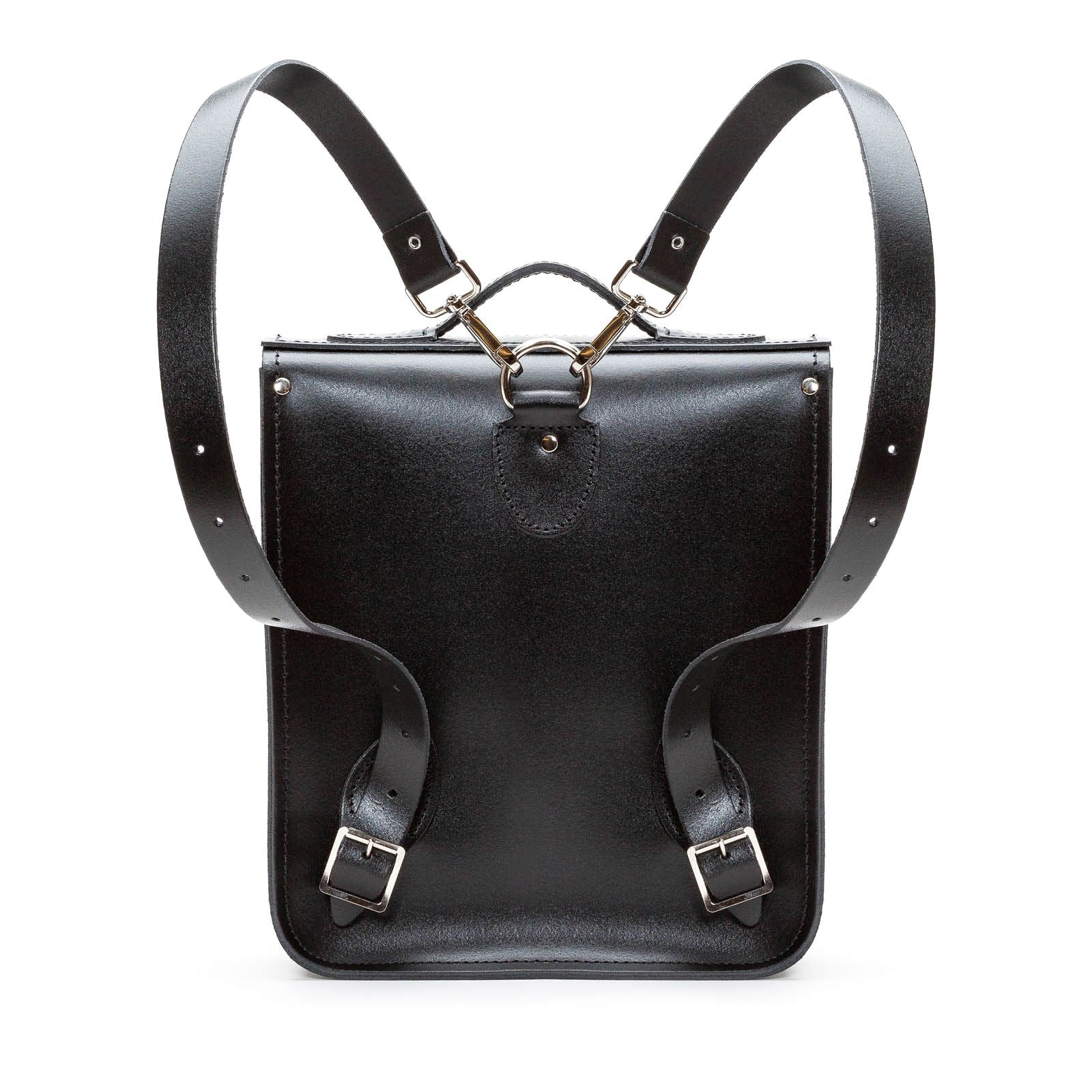 Handmade Leather City Backpack in Gothic Grey and Black Stripes