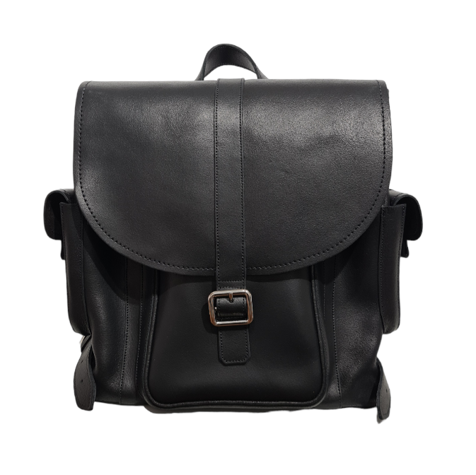 Men's Black Leather Backpack Handmade in England