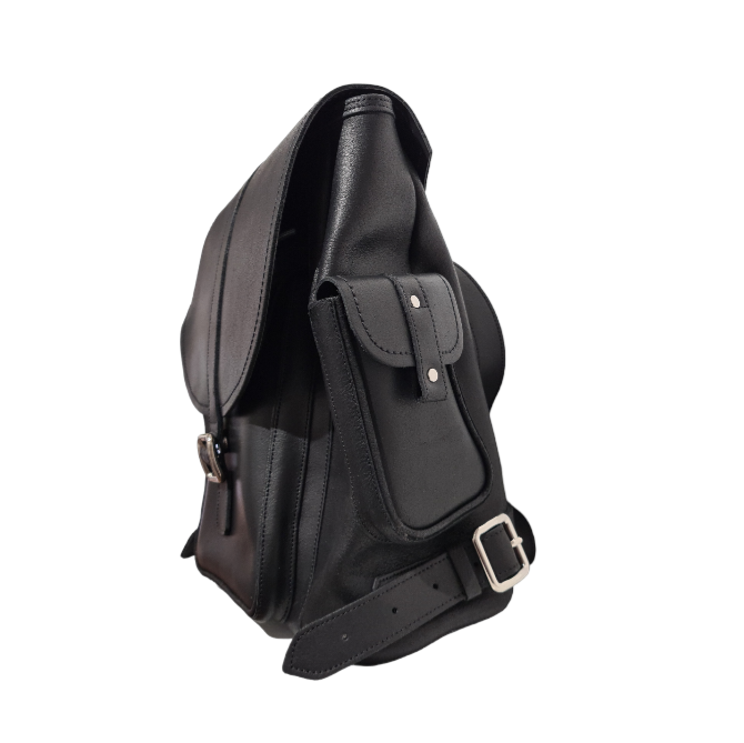 Men's Black Leather Backpack Handmade in England