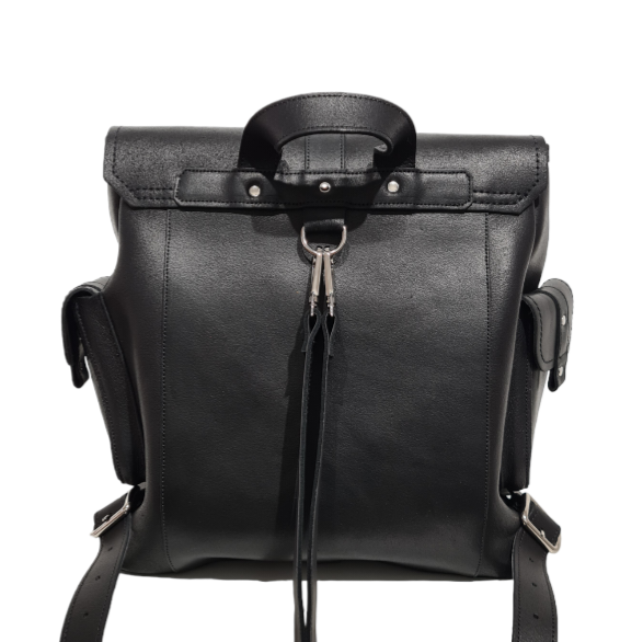 Men's Black Leather Backpack Handmade in England