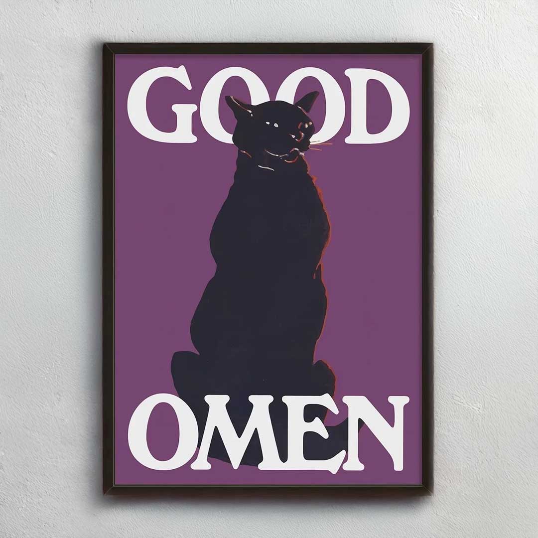 Good Omen Black Cat Print