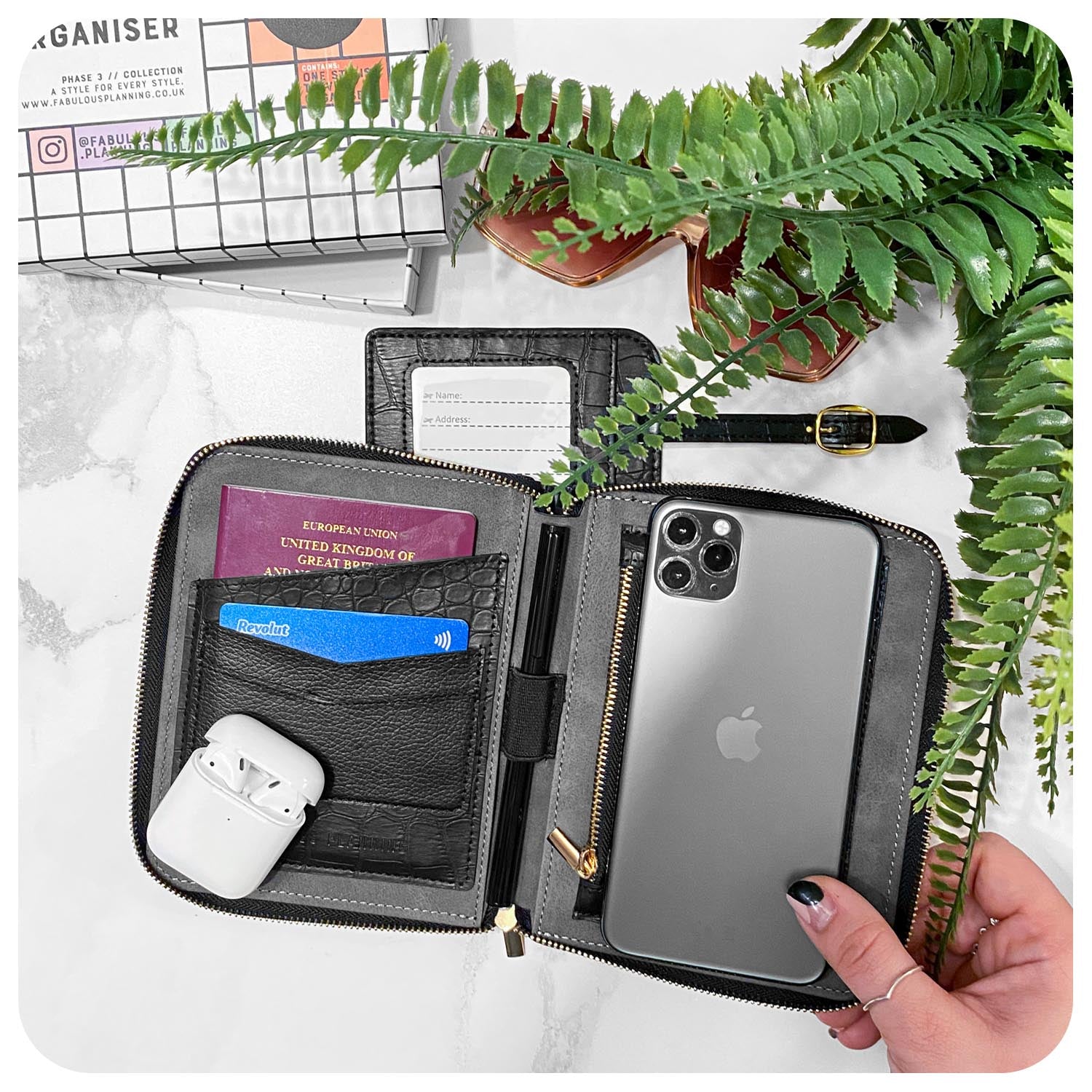 Black Crocodile Travel Organiser