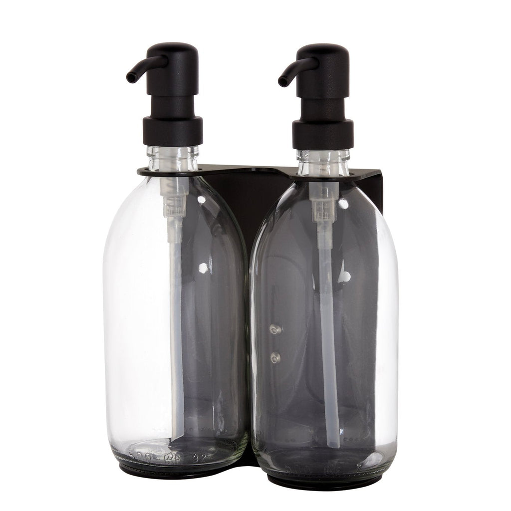 Black Double Wall Mounted Soap Dispenser