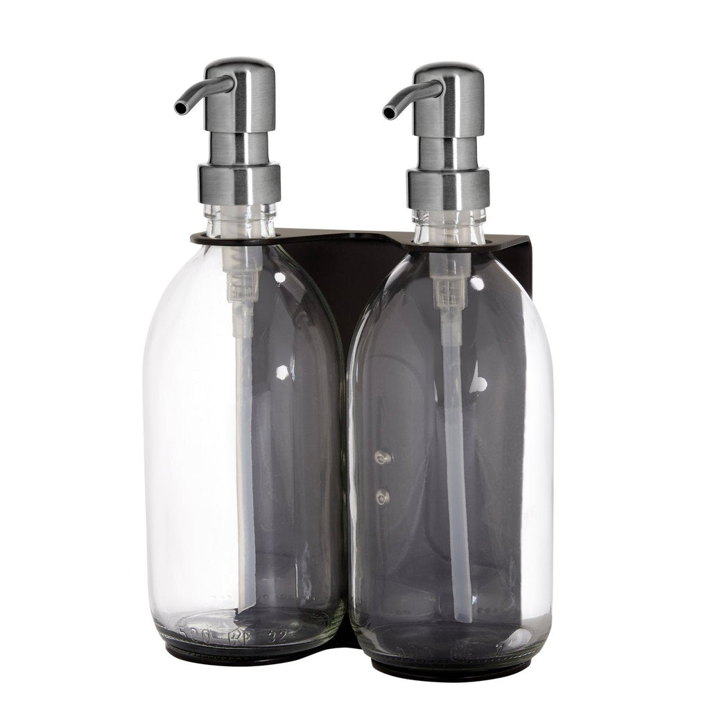 Black Double Wall Mounted Soap Dispenser