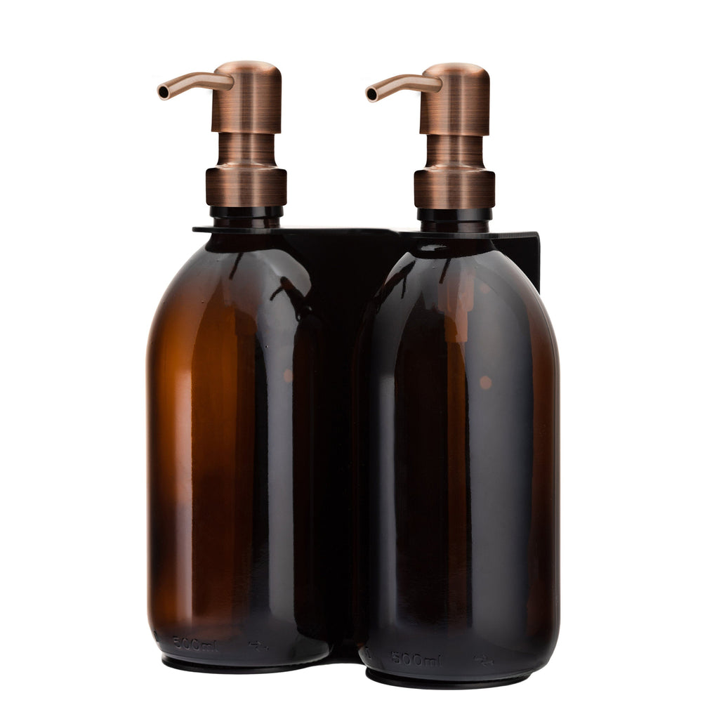 Black Double Wall Mounted Soap Dispenser