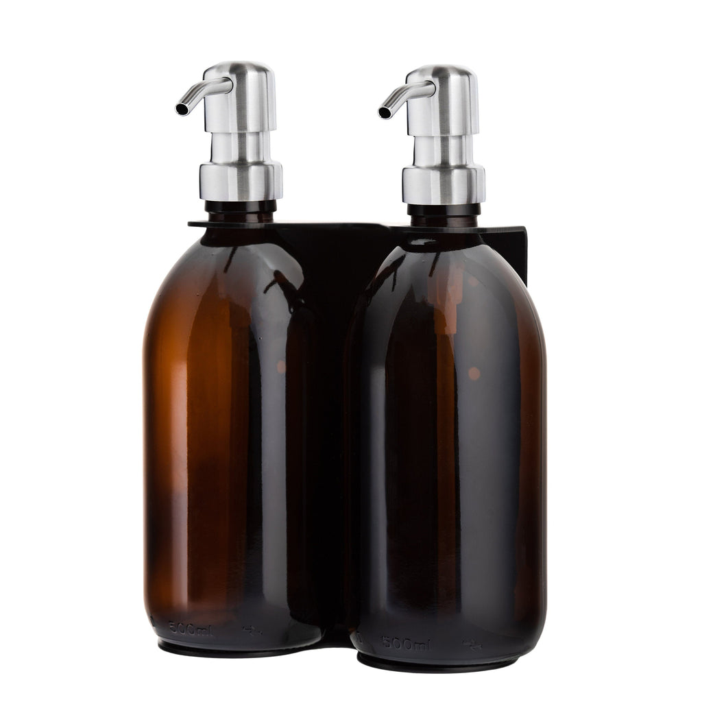Black Double Wall Mounted Soap Dispenser