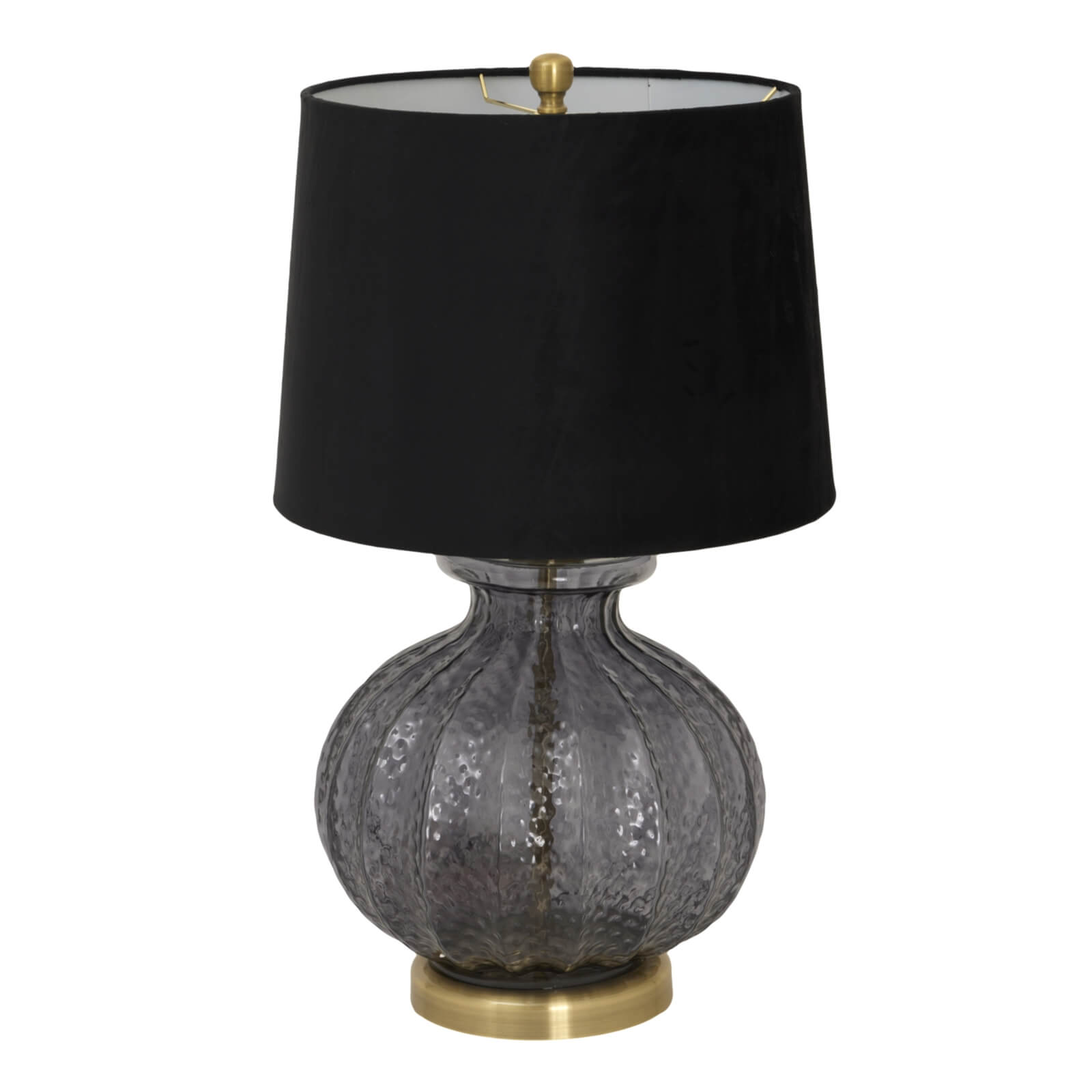 Black Fluted Glass Table Lamp with Velvet Shade
