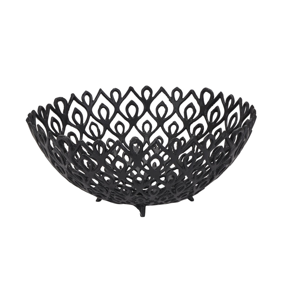 Lattice Black Large Cast Iron Serving Bowl