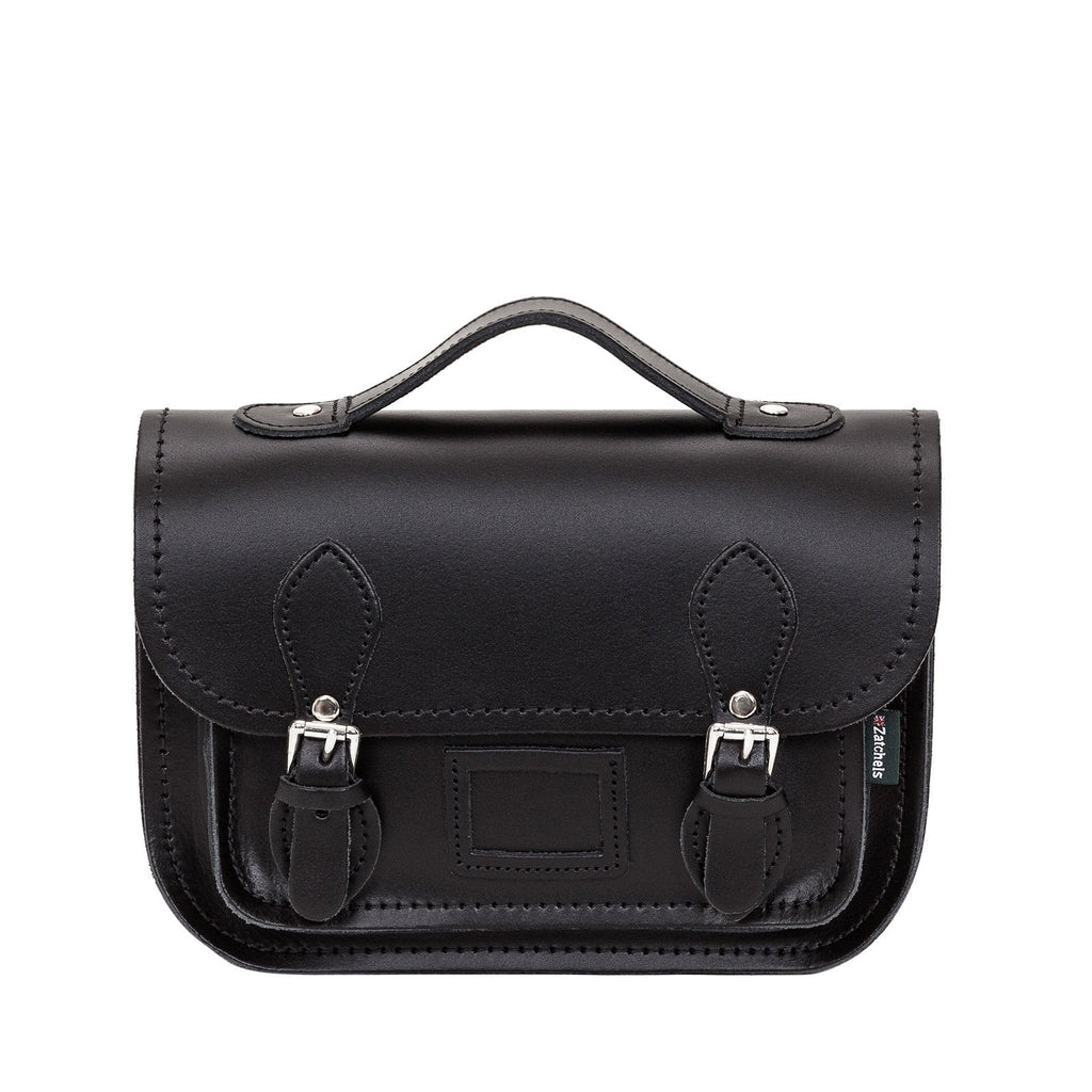 Black Leather Midi Satchel