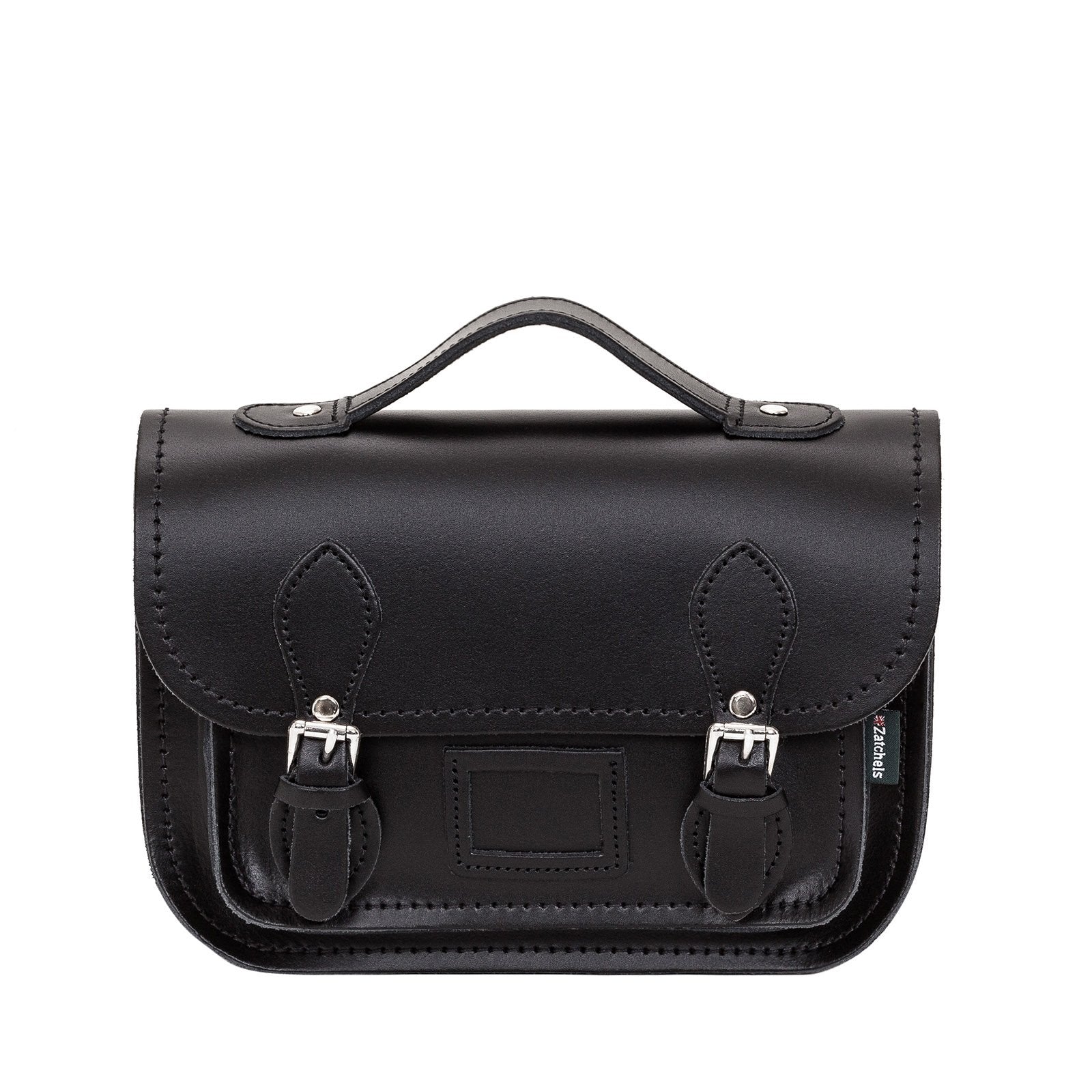Black Leather Midi Satchel