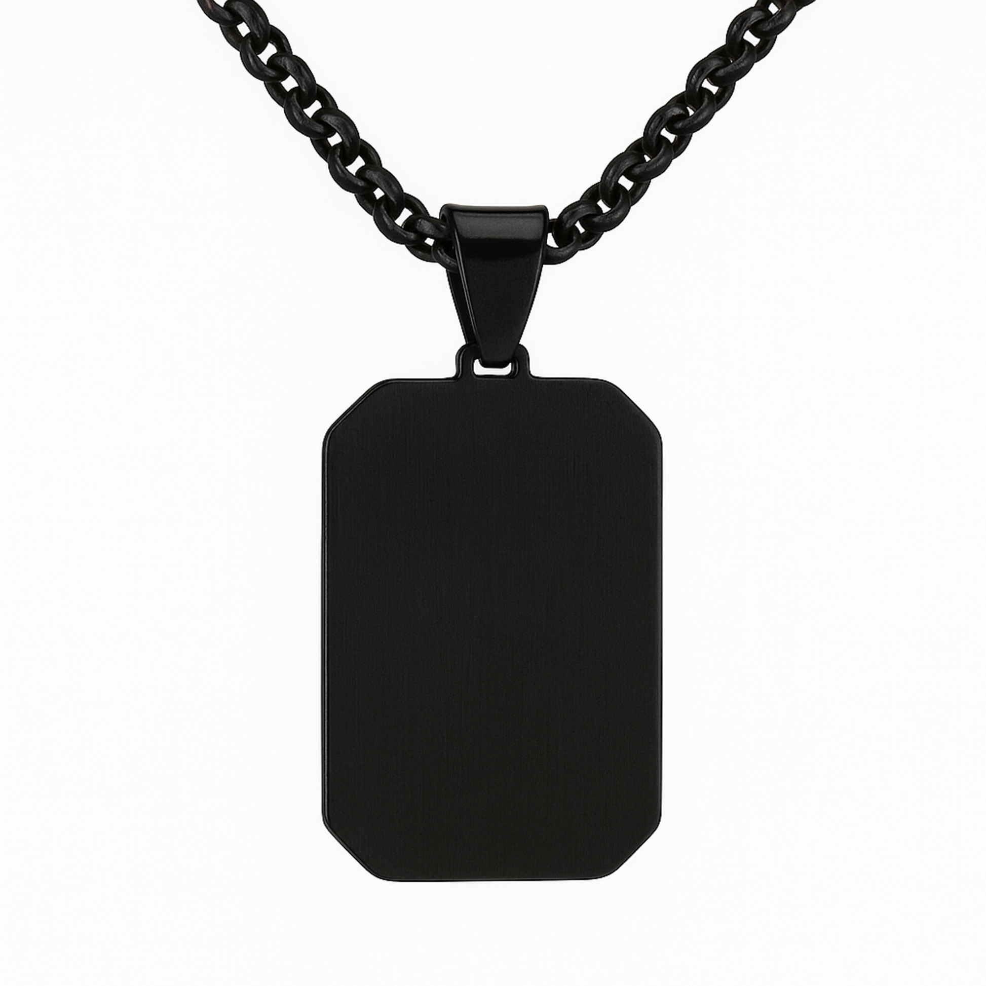 Personalised Men's Contemporary Black Dog Tag Necklace