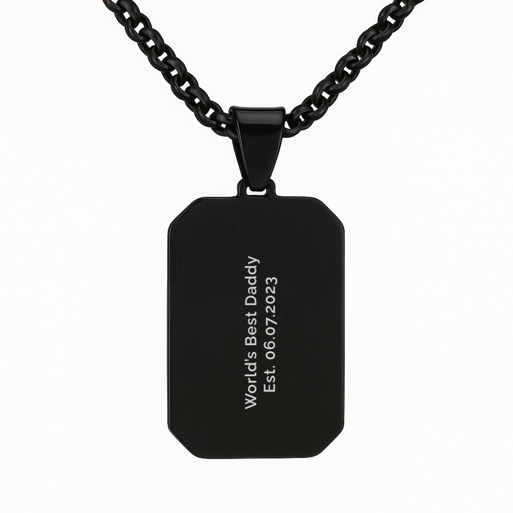 Personalised Men's Contemporary Black Dog Tag Necklace