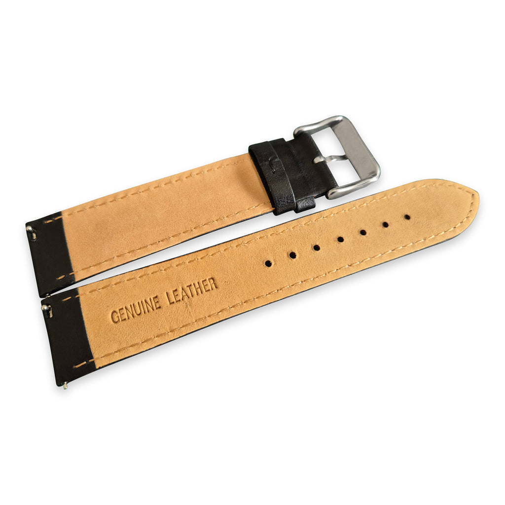 Black and Orange Leather Rally Watch Strap 22mm