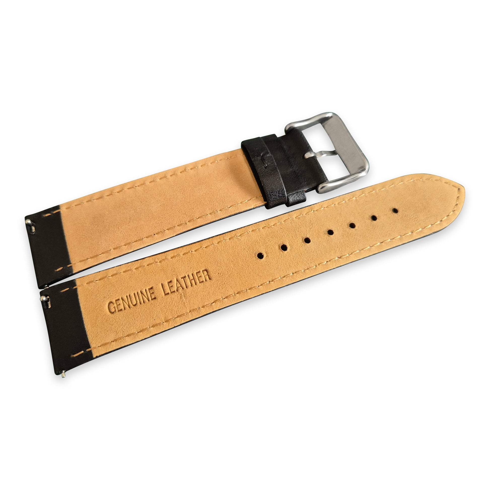 Black and Orange Leather Rally Watch Strap 22mm