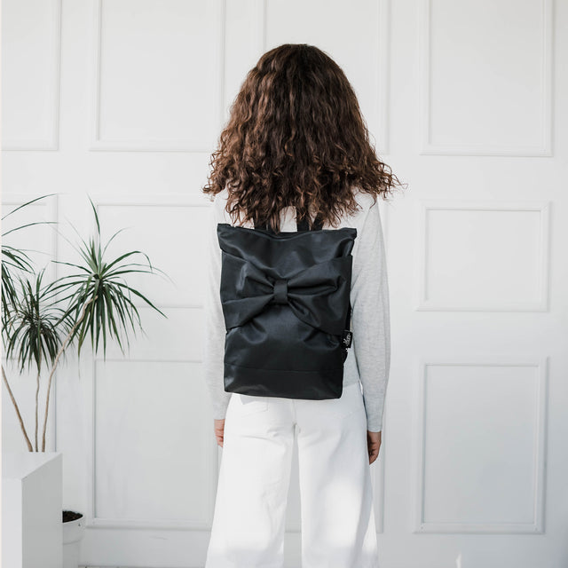 Black Bow Backpack – Elegant, Waterproof & Comfortable by Muni at www.brixbailey.com