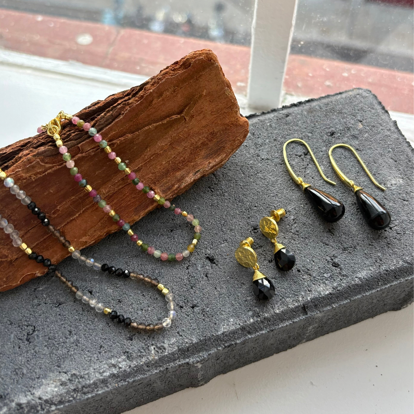 Classic Athena Drop Earrings in Black Onyx