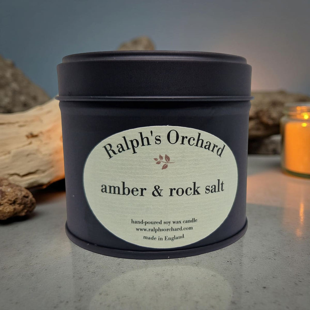 Amber and Rock Salt Hand Poured Candle
