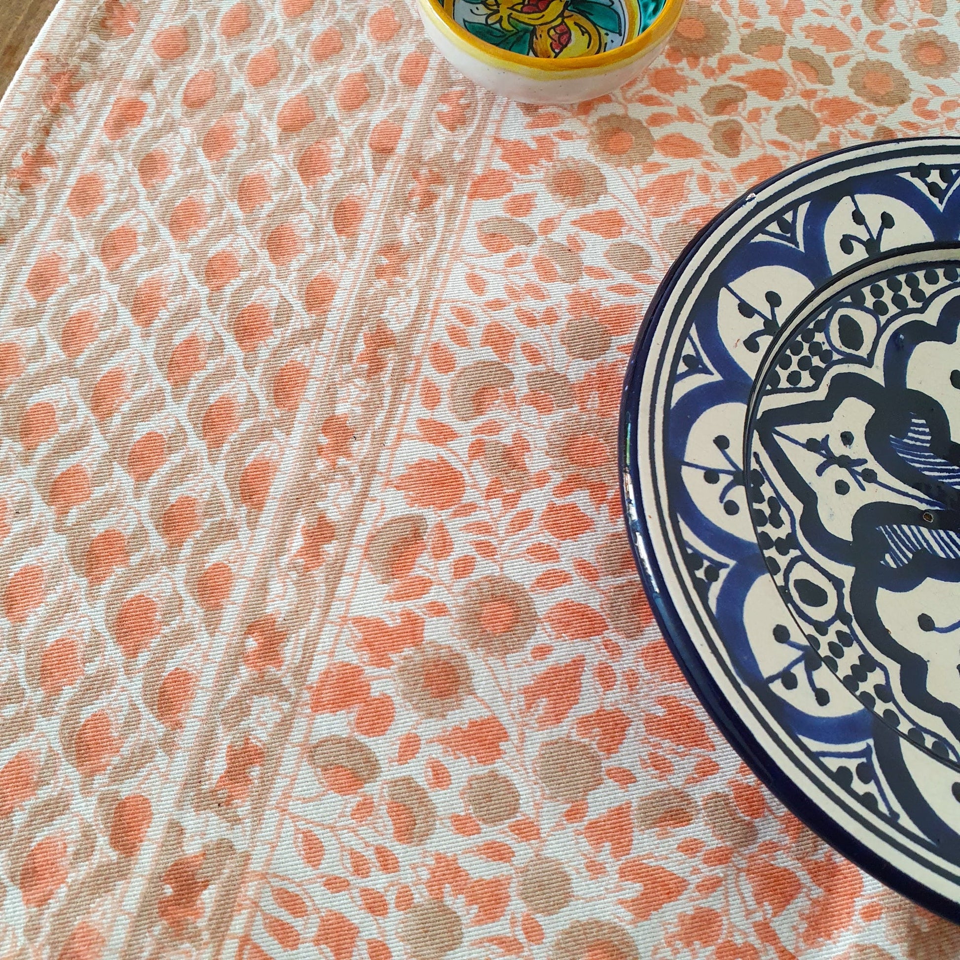 Block printed organic cotton placemats set of 2