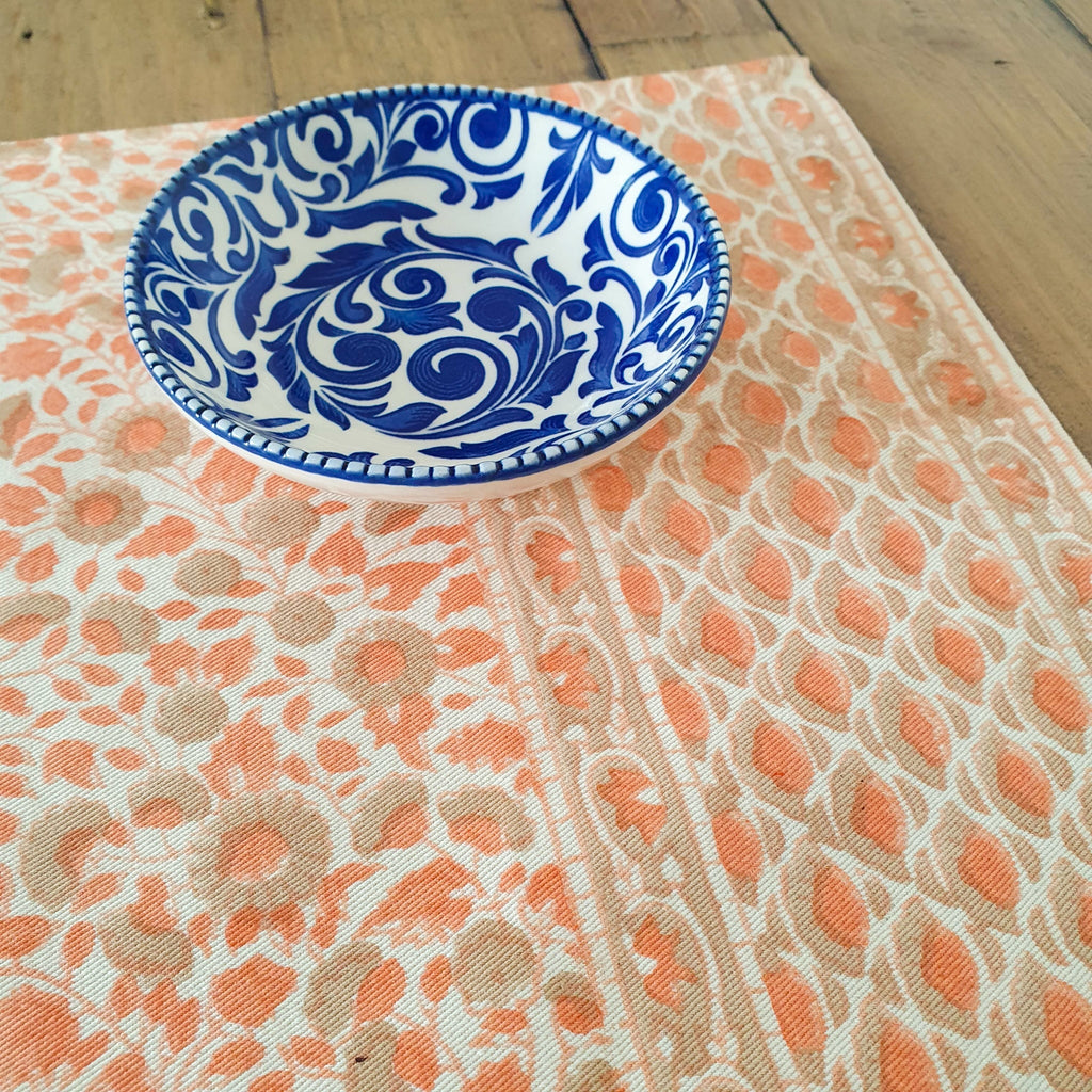 Block printed organic cotton placemats set of 2