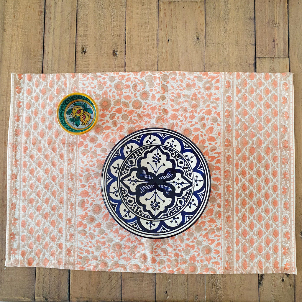 Block printed organic cotton placemats set of 2