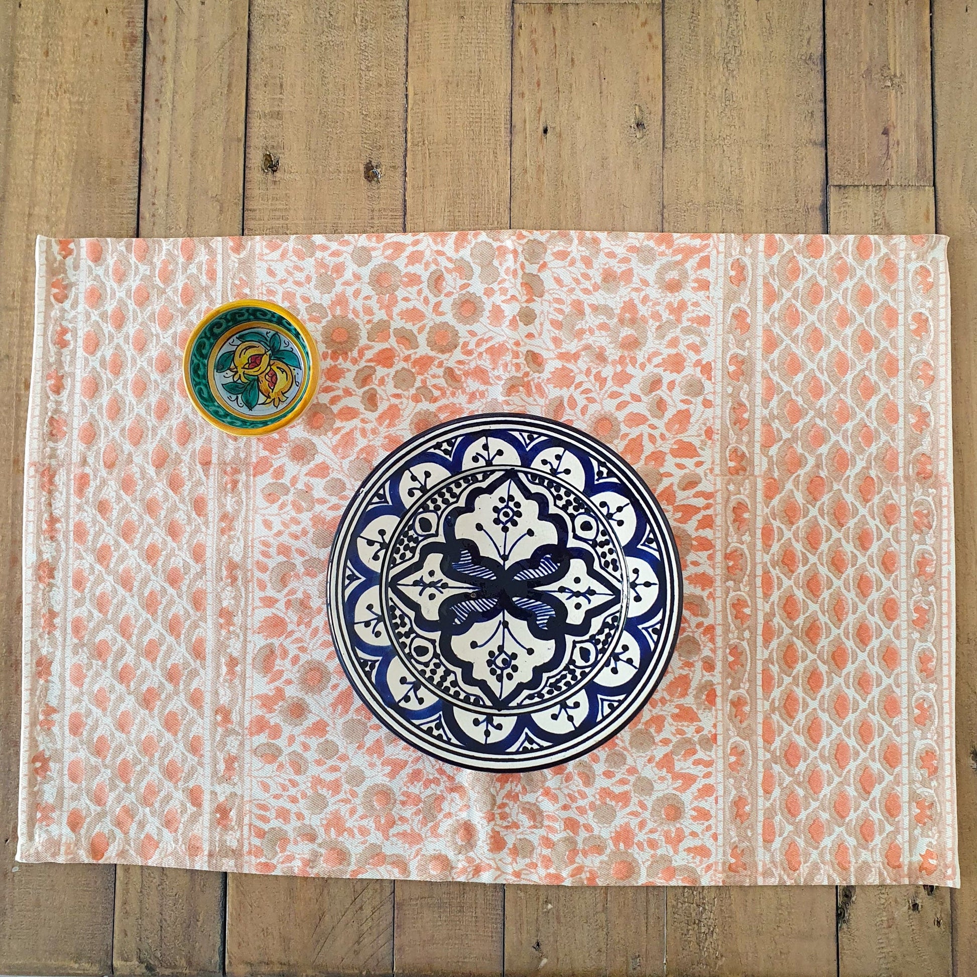 Block printed organic cotton placemats set of 2