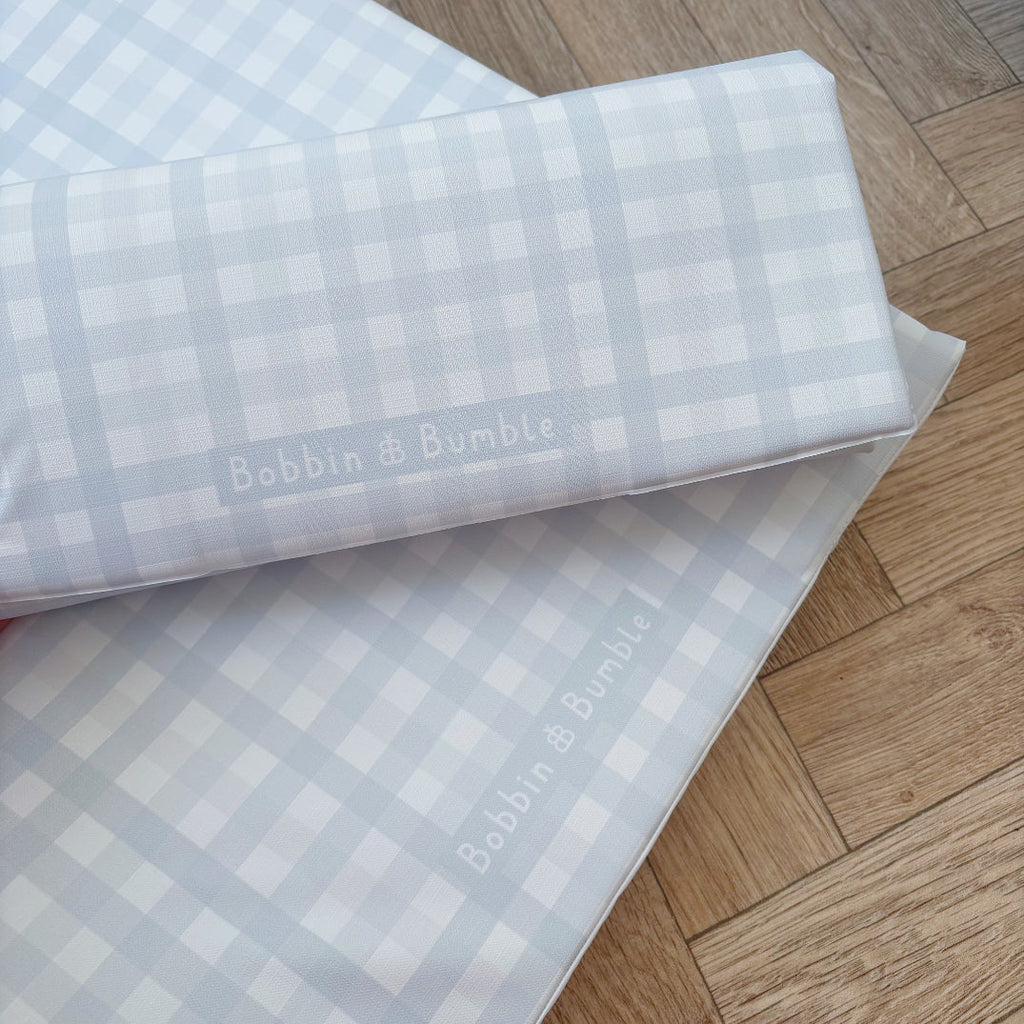 Anti-Roll Wedge Changing Mat - Baby Blue Gingham