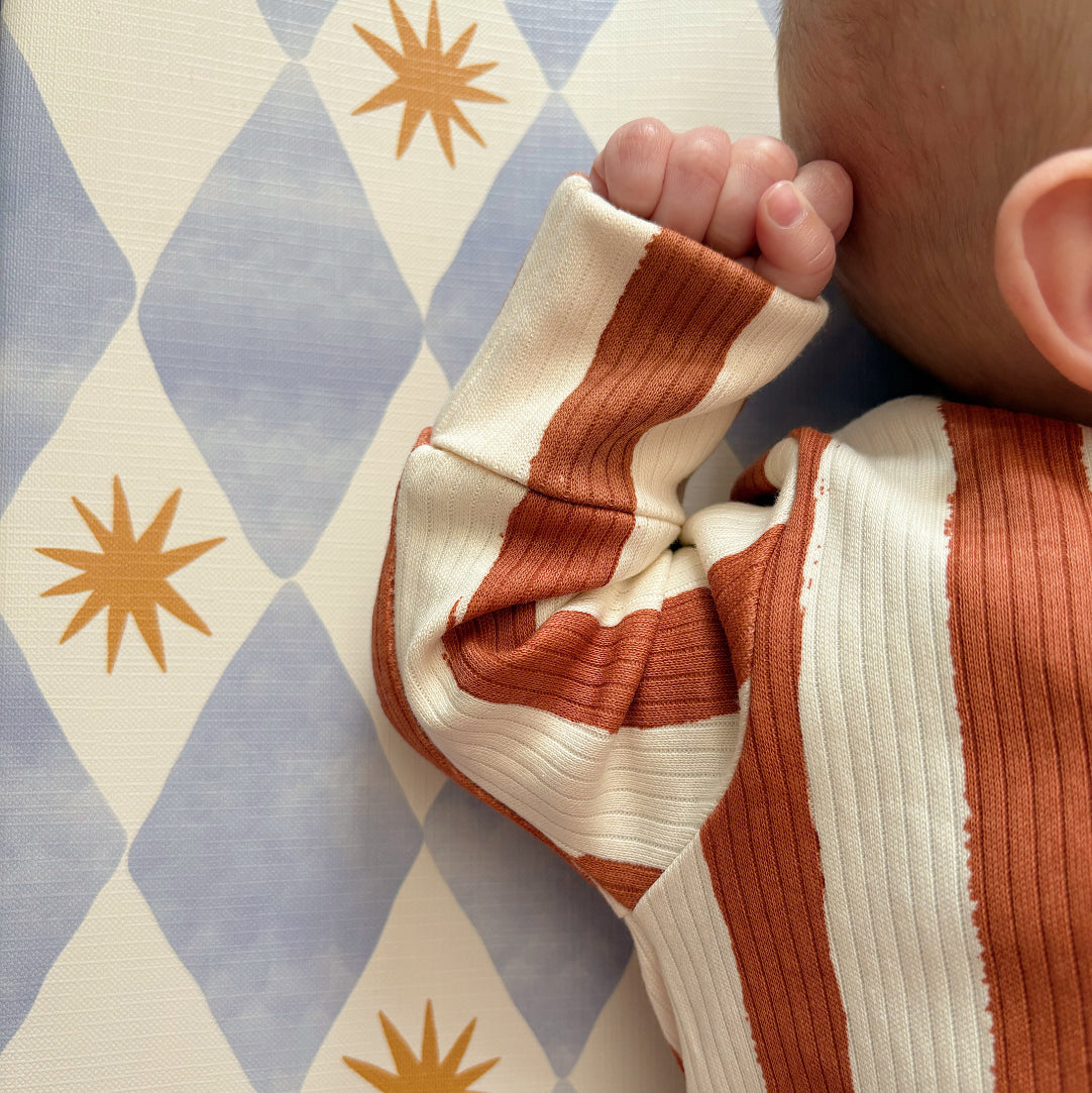 Anti-Roll Wedge Baby Changing Mat - Blue Harlequin