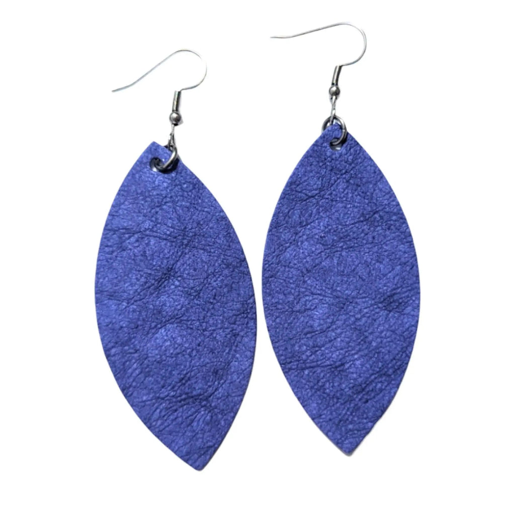 Blue Plant Paper Leaf Earrings