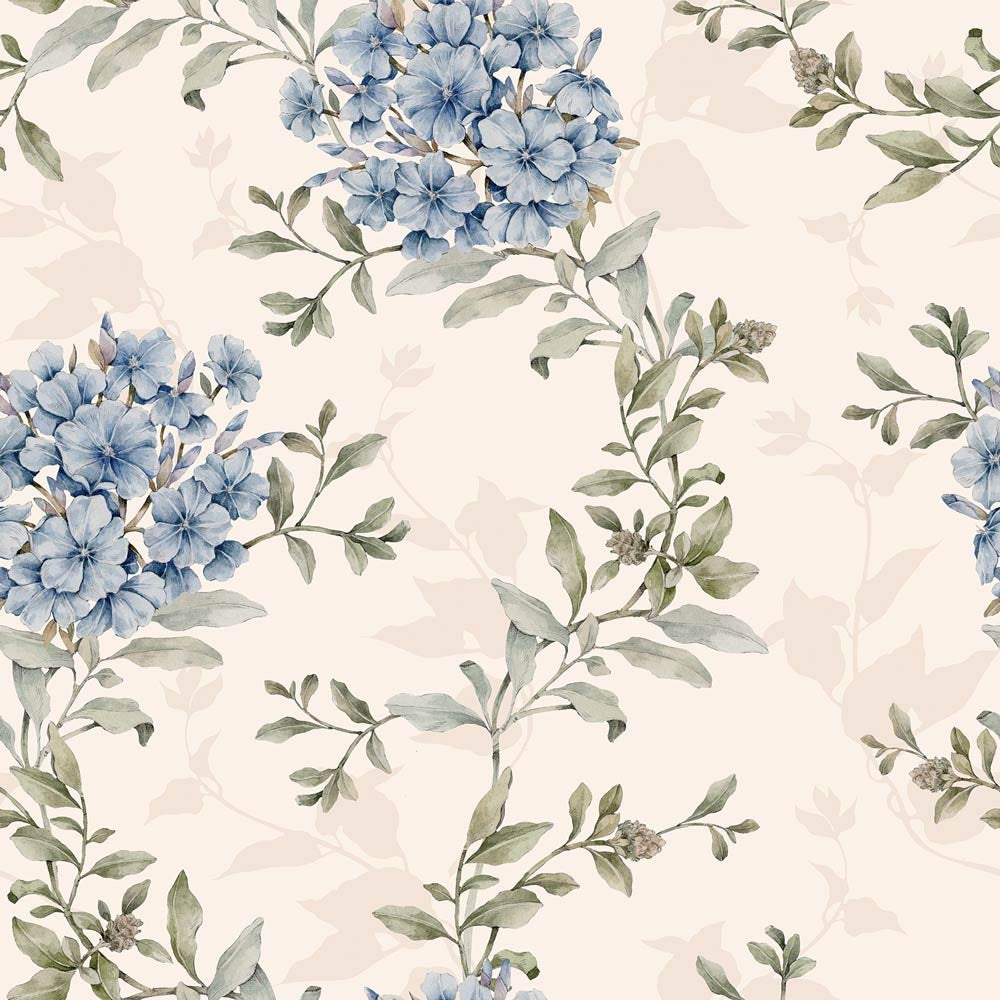 soft blue floral wallpaper with a gentle pattern for a comforting nursery or bedroom