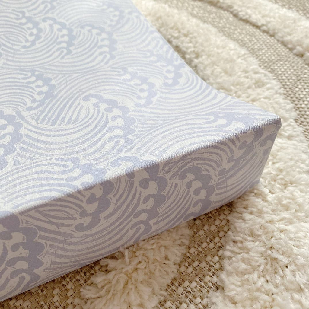 Anti-Roll Wedge Changing Mat - Blue Ocean Waves Print