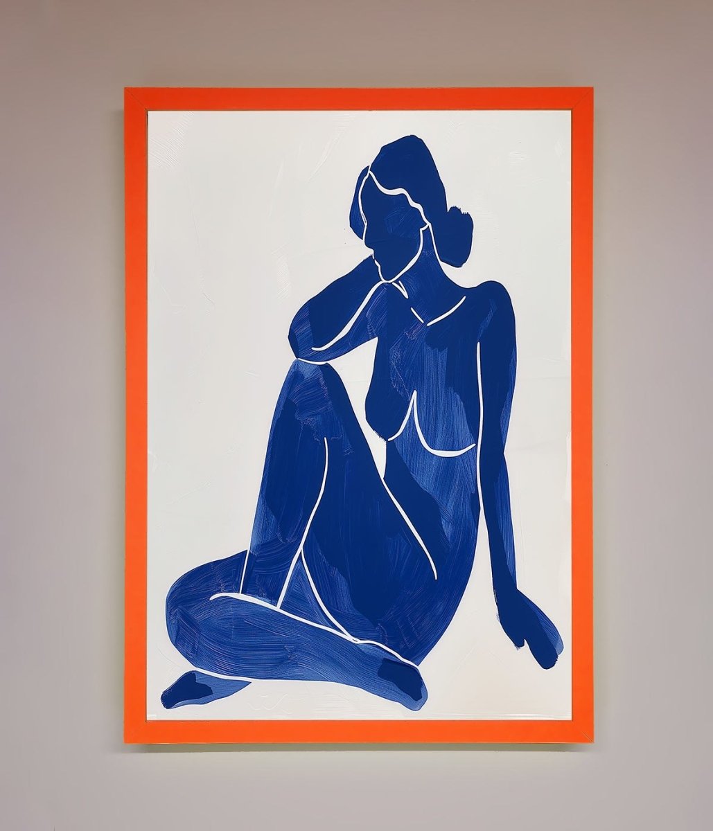 Blue Woman Pose Matisse Print Framed